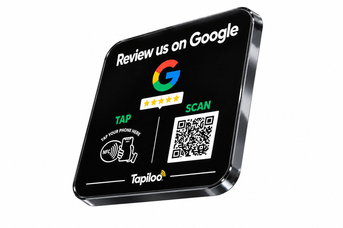 NFC Google Review Plate with QR Code | Tapiloo